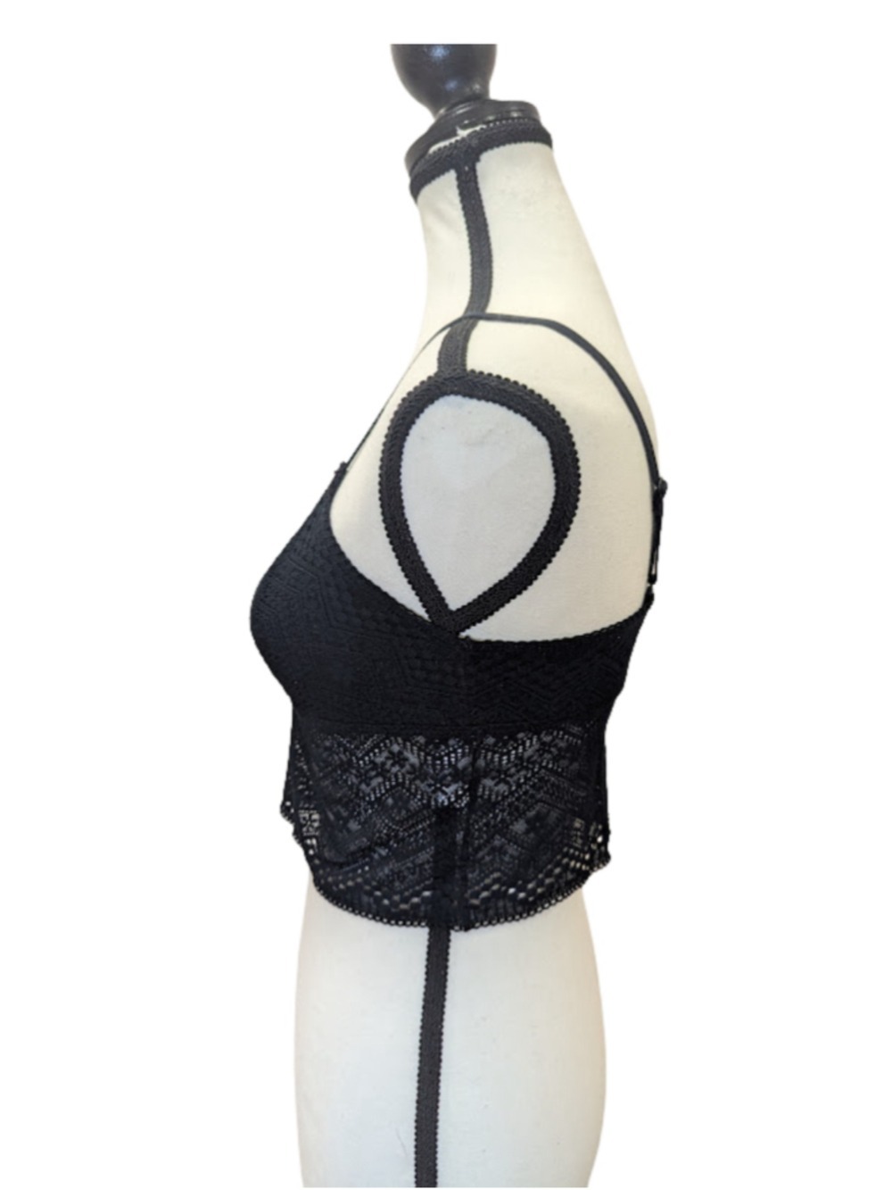 Auden Longline Bralette Black Lace Festival Boho Minimalist Lingerie Soft Cup M - Picture 5 of 12